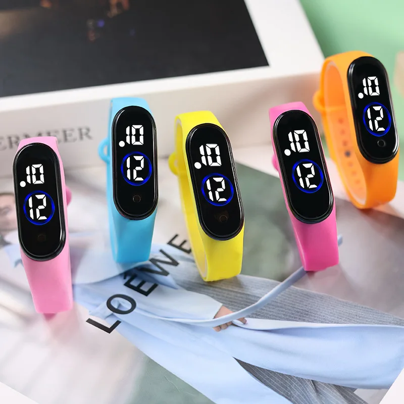 50pcs/lot Children Watch Birthday Gift For Boy Girl Smart LED Digital Cartoon Kids Watch Bracelet Wristwatch