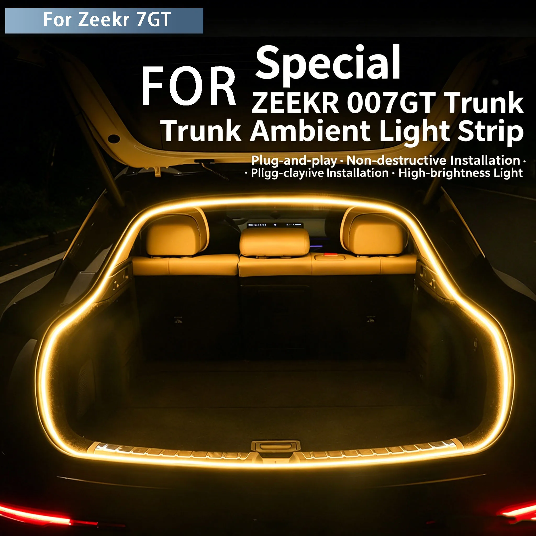 For Zeekr 7GT Trunk Ambient Light, Tail Box Light Strip, Sensor Light Bar, Interior Modification LED Decorations