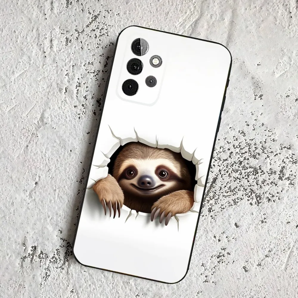 Animal Cute Cartoon Sloth   Phone Case For Samsung Galaxy A13,21s,22,31,32,52,53,71,80,91 Soft Black Cover