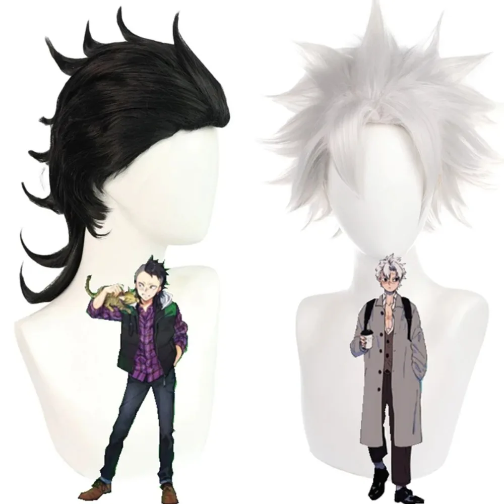 

Silver Moji Dry Head Full Wig Anime Demon Slayer Blade Undead Kawakami Shinya Undead Kawakami Genya Cosplay Wigs