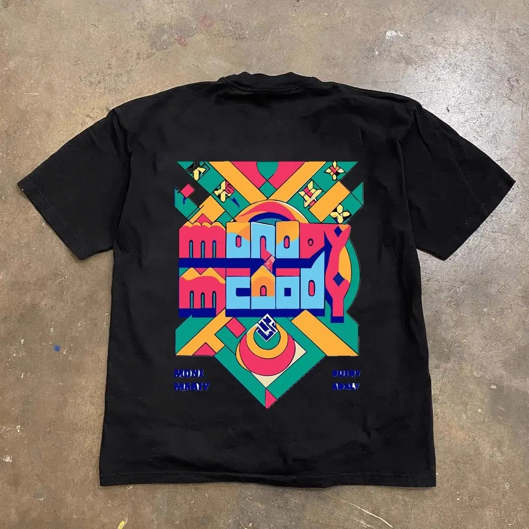 

Европейская и американская популярная хлопковая высококачественная мужская и женская повседневная свободная футболка большого размера с короткими рукавами и мультяшным принтом