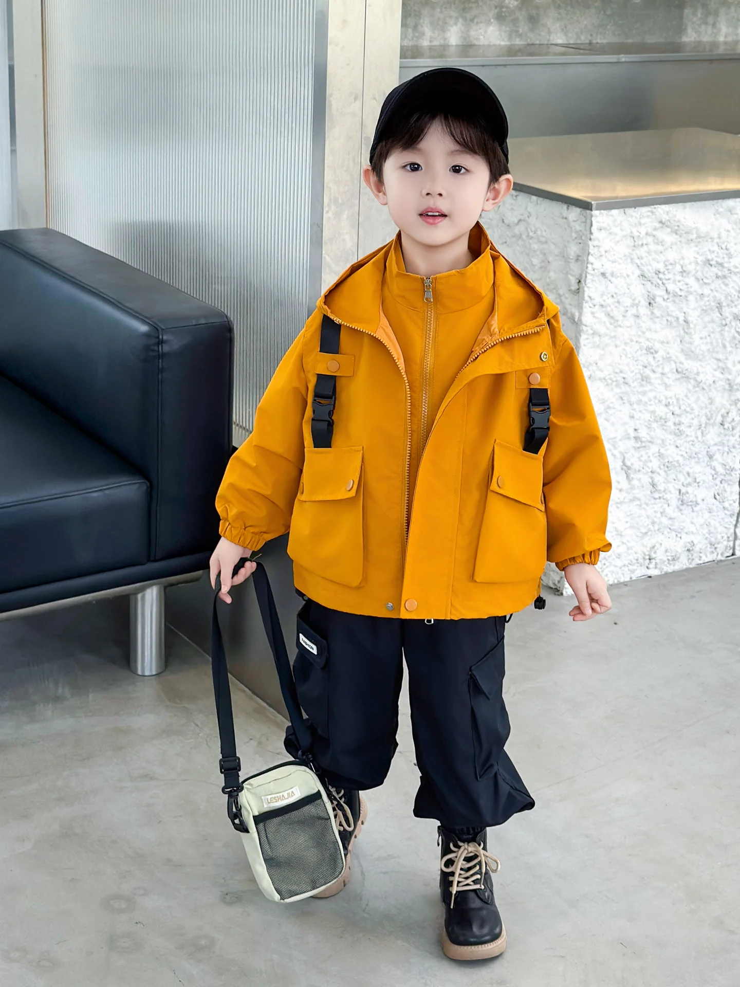 

Boys Autumn Faionable Jaet And Vest Set Kids Outdoor Clothing Windproof Breathable Long Sve for Active Boys Teenagers