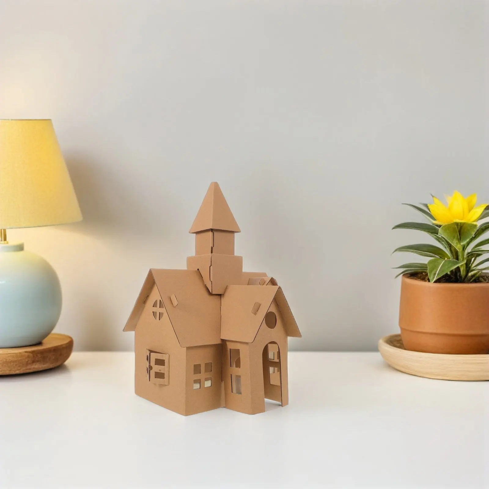 ชุดบ้านกระดาษสำหรับเด็ก 6 ชิ้น ชุดงานฝีมือ DIY บ้านกระดาษตกแต่งสีสันสดใส สร้างสรรค์แบบจำลองขนาดเล็ก ชุดสร้างแบบจำลองอาคาร