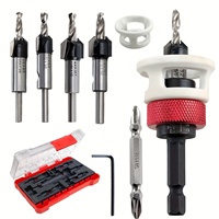 Countersink Drill Bit Set with Low Friction Depth Stop, HSS M2 Bits Tapered Head 1/8 9/64''  5/32'' Drill& 3/8'' Counter-Bore, 1