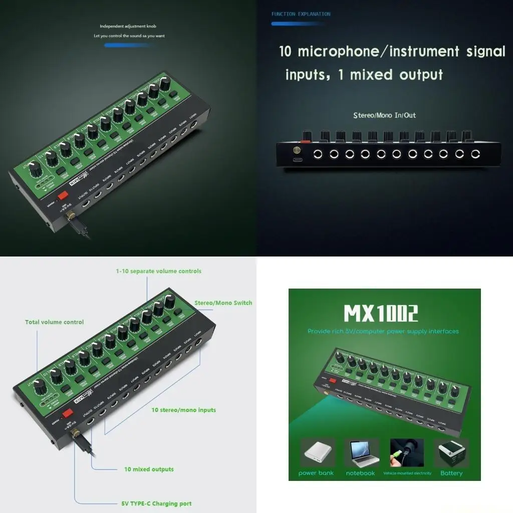 

E56B High Clear 10Channel Sound Mixer Stereo Support for Musicians Professional