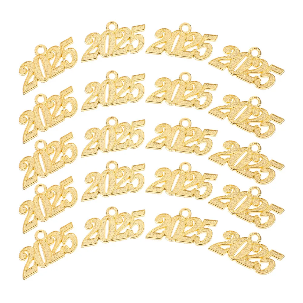 50Pcs Mini Metal Year Number Pendant Graduation Charms Tassel Cap Accessories for DIY Jewelry Making Bracelets Necklaces