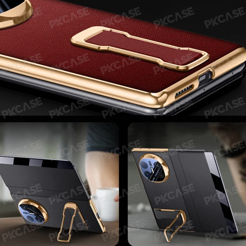 PKCASE Rotate Wristband Bracket Leather Case For Huawei Mate X5 Shockproof Lens Screen Protective Cover For Huawei Mate X6 view 4
