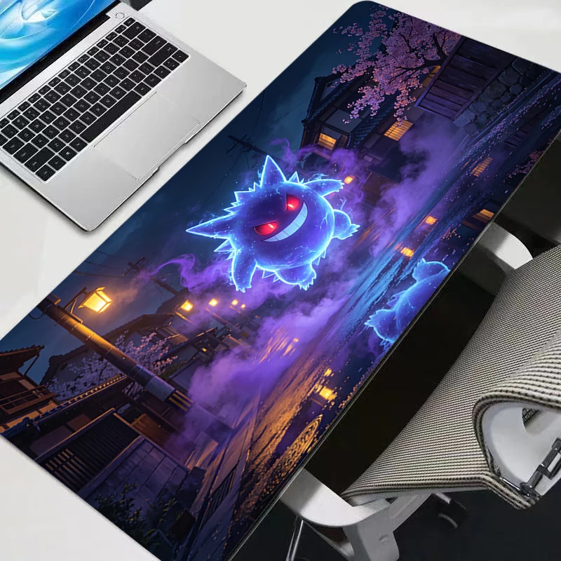 Alfombrilla de ratón XXL para videojuegos, alfombrilla de ratón para ordenador, accesorios para videojuegos, alfombrilla para tableta, teclado Varmilo, Gengar, Pikachu, Sakura, Pagoda