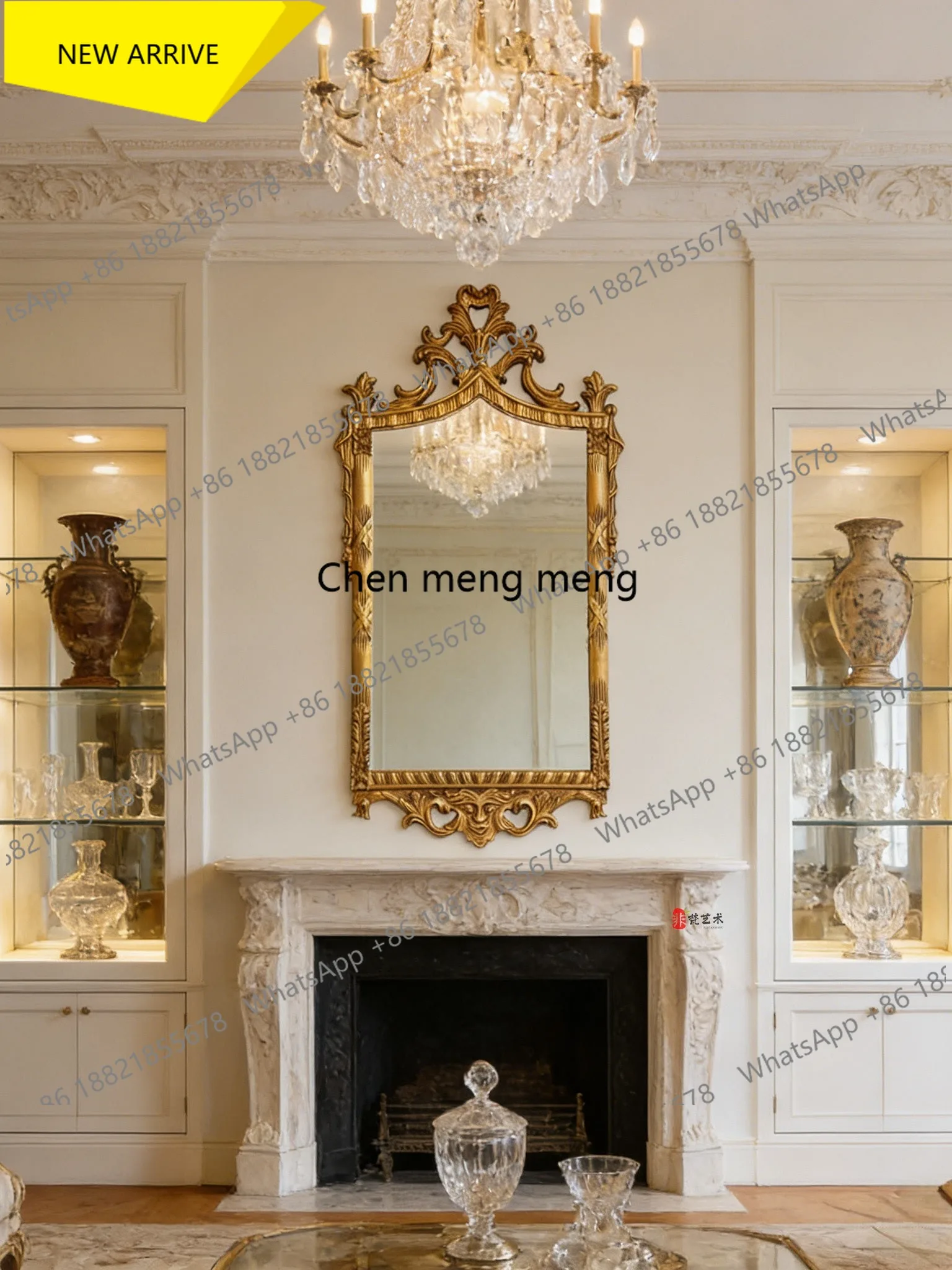 z183 European carved retro makeup mirror French court style bathroom bathroom vanity mirror