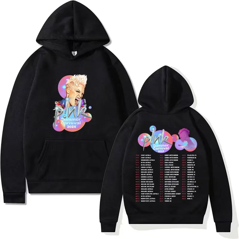 

Singer P! NK Pink Tour Summer Carnival 2024 Concert Hoodie Men Women's Long Sleeve Sweatshirt Vintage Hip Hop Aesthetics Hoodies