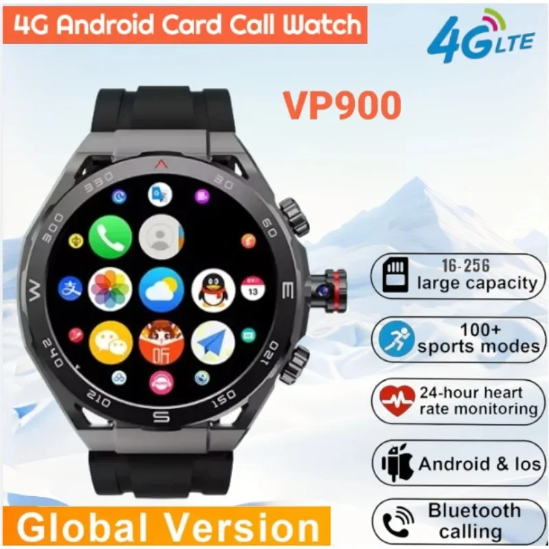 

VP900Smartwatch GPS-навигация AMOLED HD Экран Фитнес 4G SIM-карта Камера Видеозвонок Водонепроницаемые Смарт-часы 2025 Новый