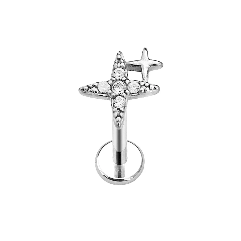 Titanium Flower Heart Star Drop Threadless Piercing