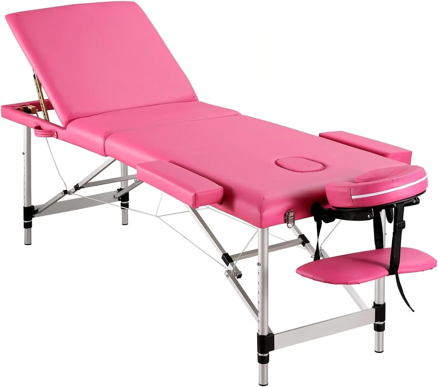 

Massage Table Professional Massge Bed 3 Fold 82 Inches Height Adjustable for Spa Salon Lash Tattoo with Aluminum Legs Carrying