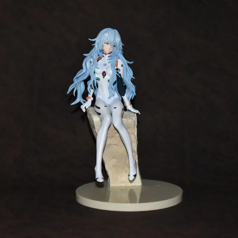 Figura de Anime de 23 cm, Genesis Classic Evangelion, con Pelo Largo, en Pose Sentada, Modelo Coleccionable