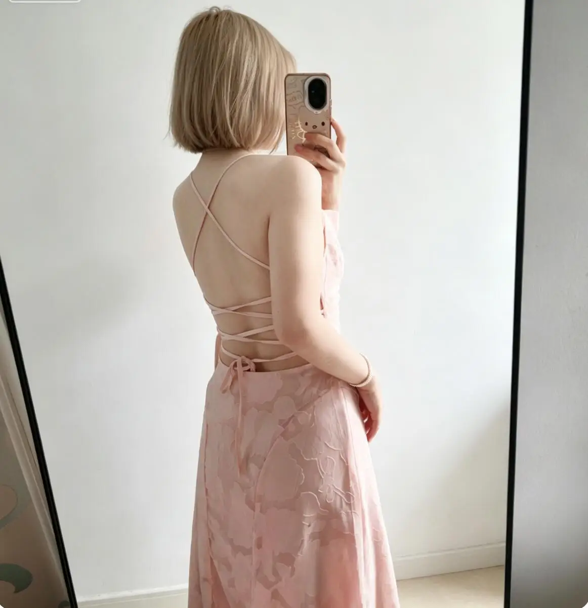 Sey Women Jacquard Weave Floral Sling Dress Slim Waist Cross Lacing up Bandage Backless no back Maxi Long Dresses Party Vestidos