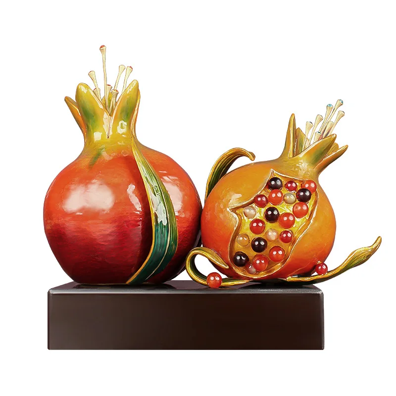 

Copper pomegranate ornament, brass pomegranate enamel color handicrafts, living room bogu rack decoration gifts, wedding gifts