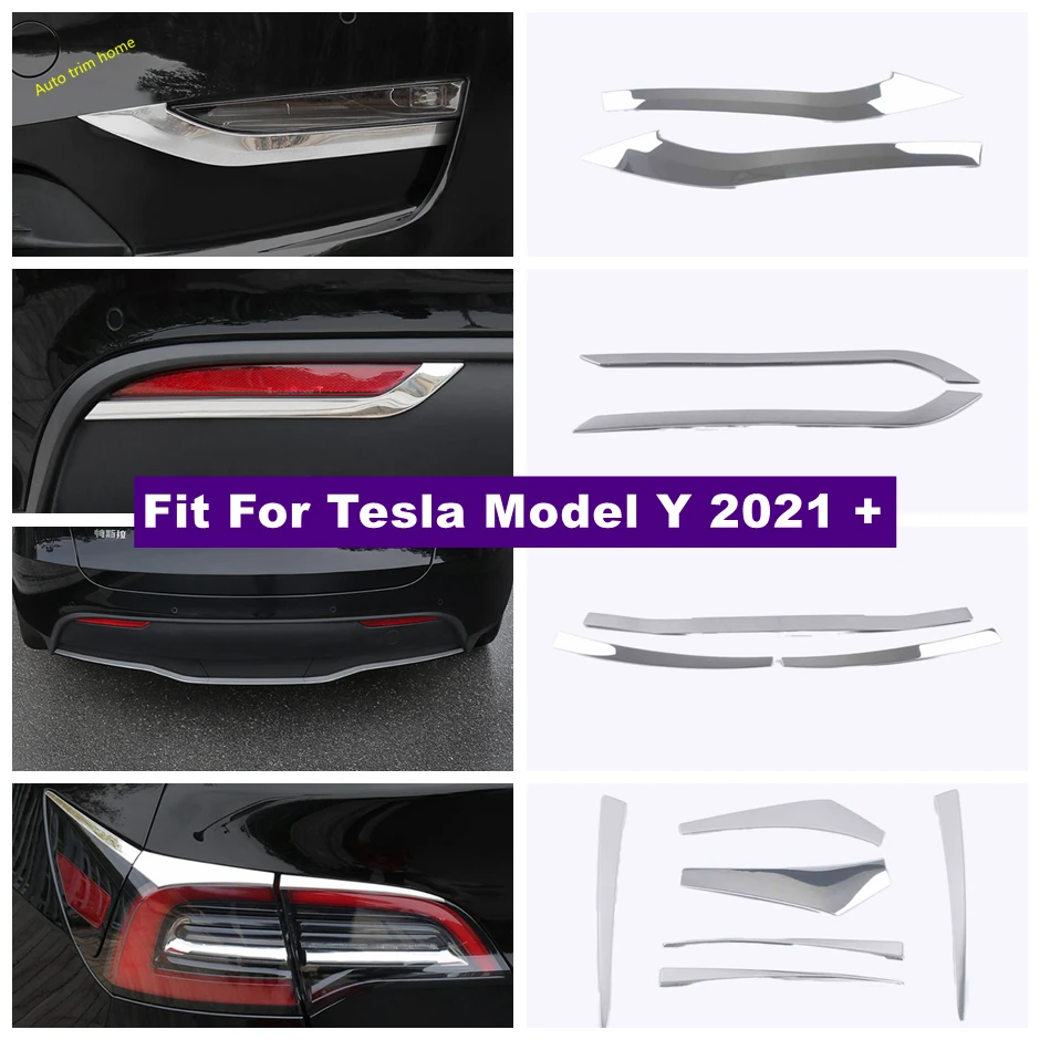 

Accessories Front Rear Fog Lights Tail Lamp Eyelid Eyebrow Back Bottom Bumper Decor Panel Cover Trim For Tesla Model Y 2021 2022