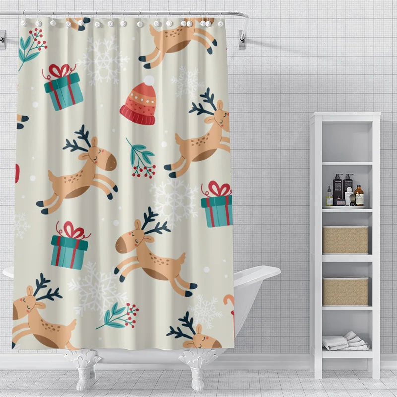 Home decoration shower curtains for bathroom waterproof curtain fabric Modern Nordic style Living Room Merry Christmas winter