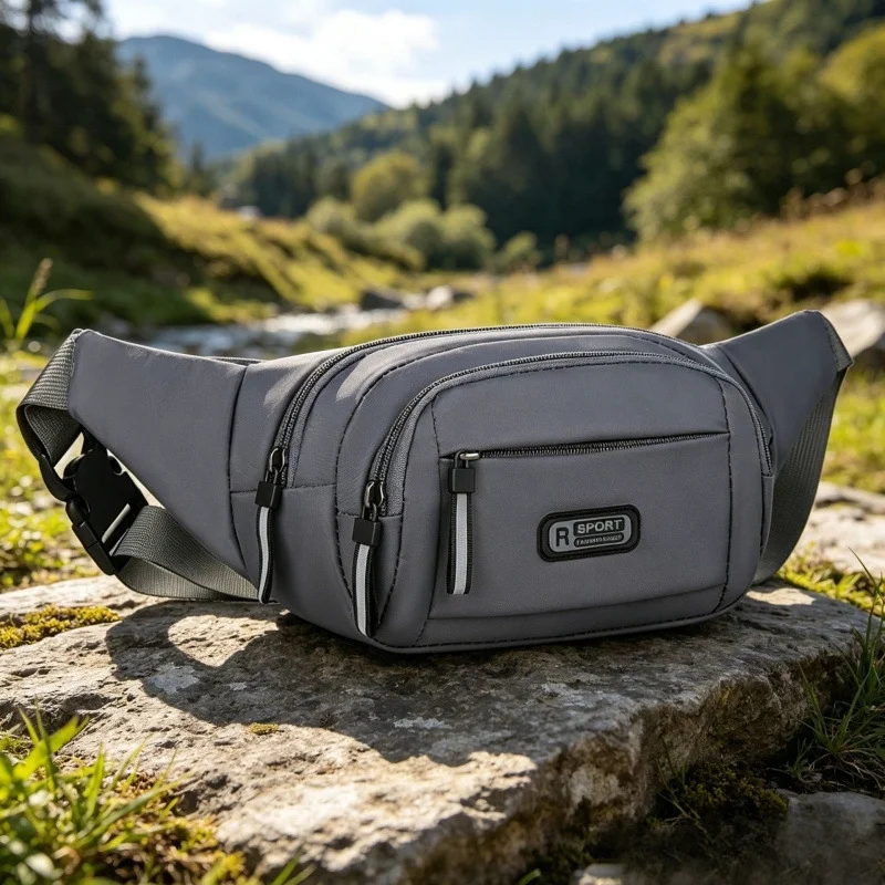 Men Canvas Fanny Waist Packs Unisex Fit Waistpack Mobile Sports Outdoor Running Anti Theft Ultra Thin Invisible Waist Bag