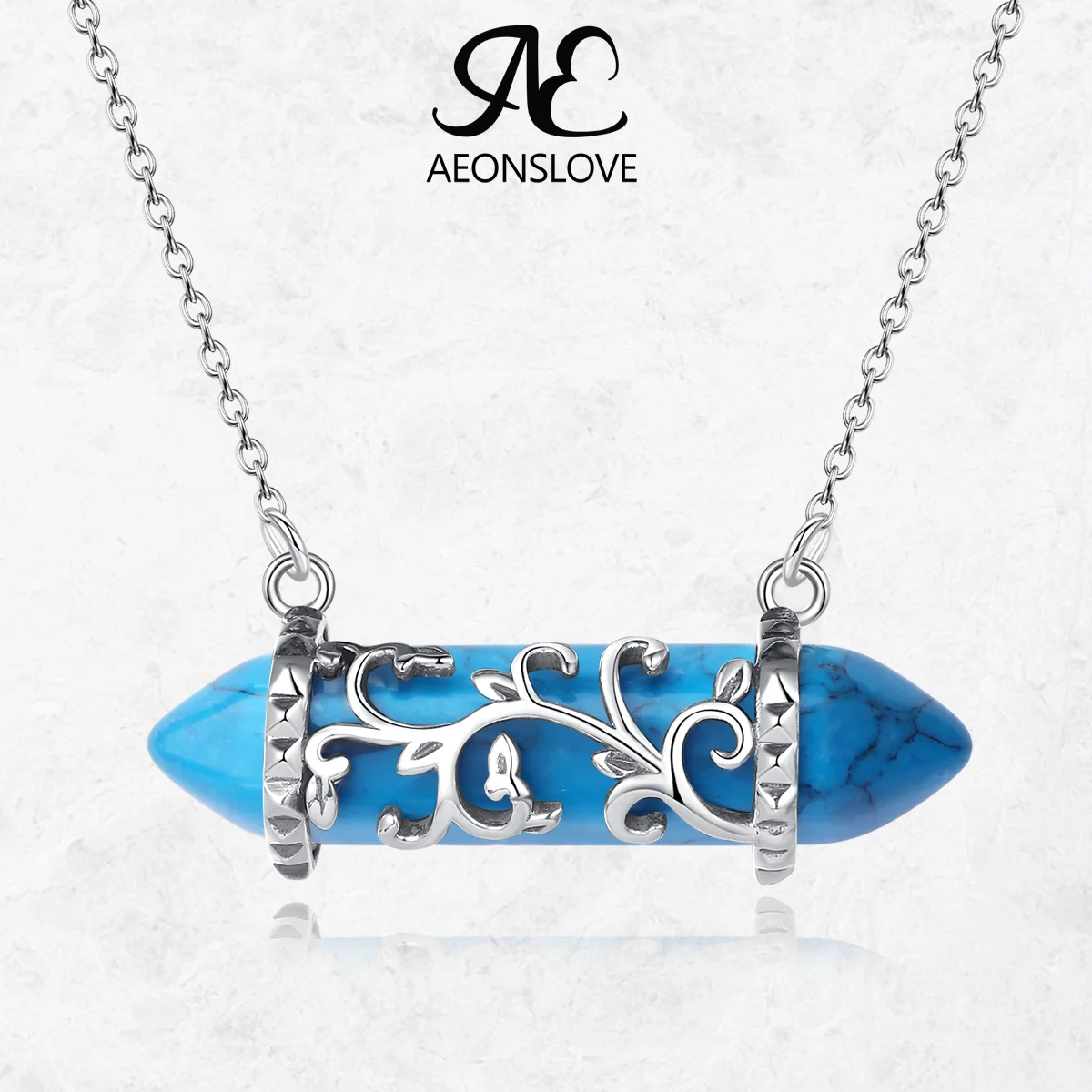 

AEONSLOVE ожерелье из стерлингового серебра 925 пробы с бирюзой, целебный камень, шестиугольный кристалл, кулон, духовные украшения, подарок на вечеринку для женщин