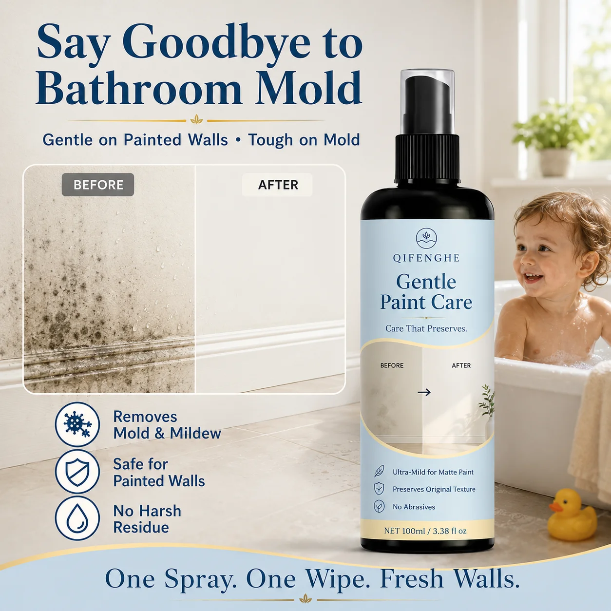 Powerful Wall Cleaner 3.38 fl oz, Removes Graffiti Marker Crayon Oil Stains, Safe for Latex Paint & Plaster