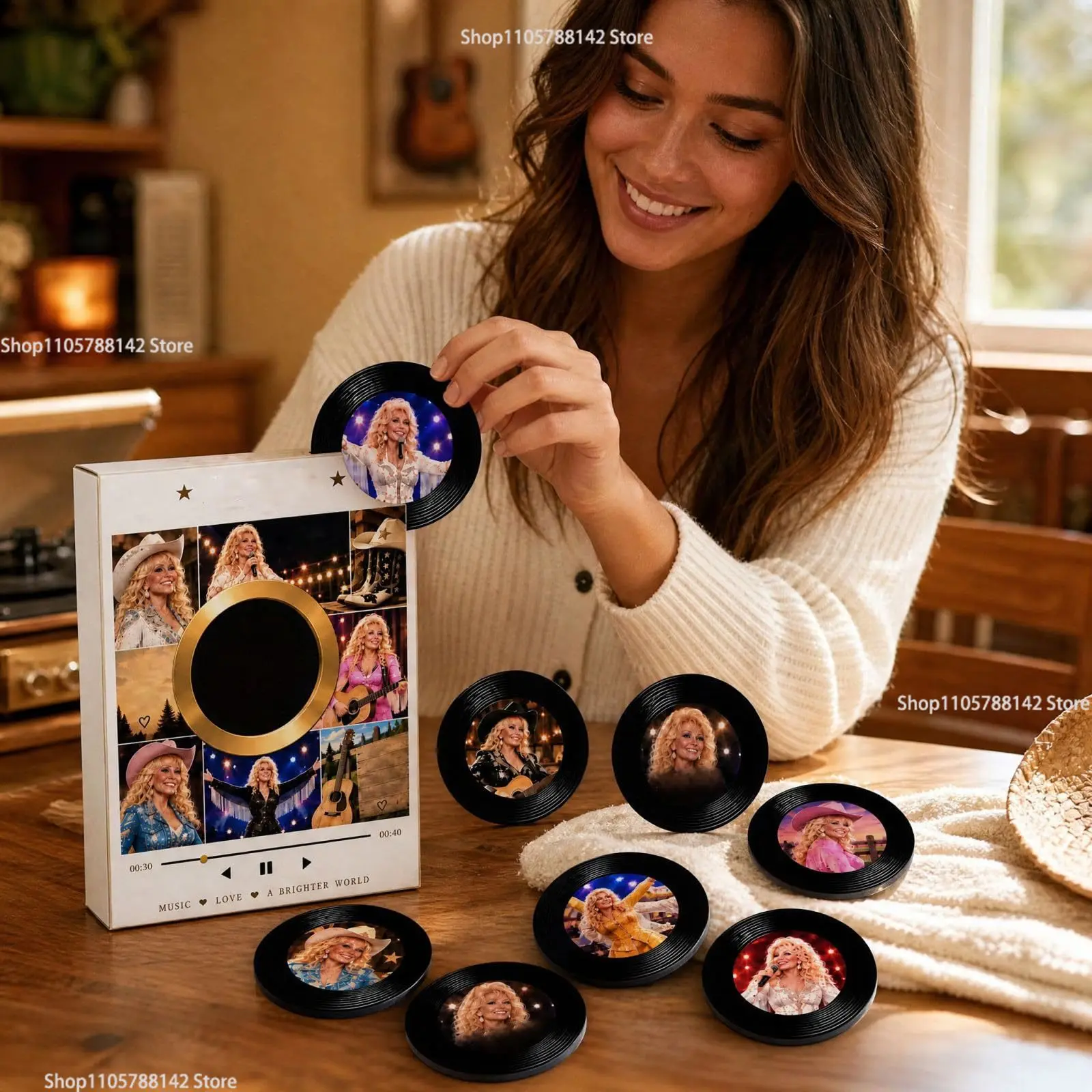 Dolly Music Magnets for Refrigerator,Fridge Player Music Box Gift For Country Music Fans Decor Mini Magnetic Vinyl Player