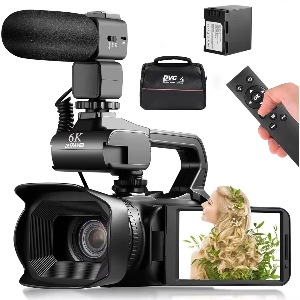 Caméras vidéo 6K pour la photographie 64MP WiFi Webcam en direct caméscope Zoom numérique 18X caméra d'enregistrement Vlog pour Tiktok YouTube