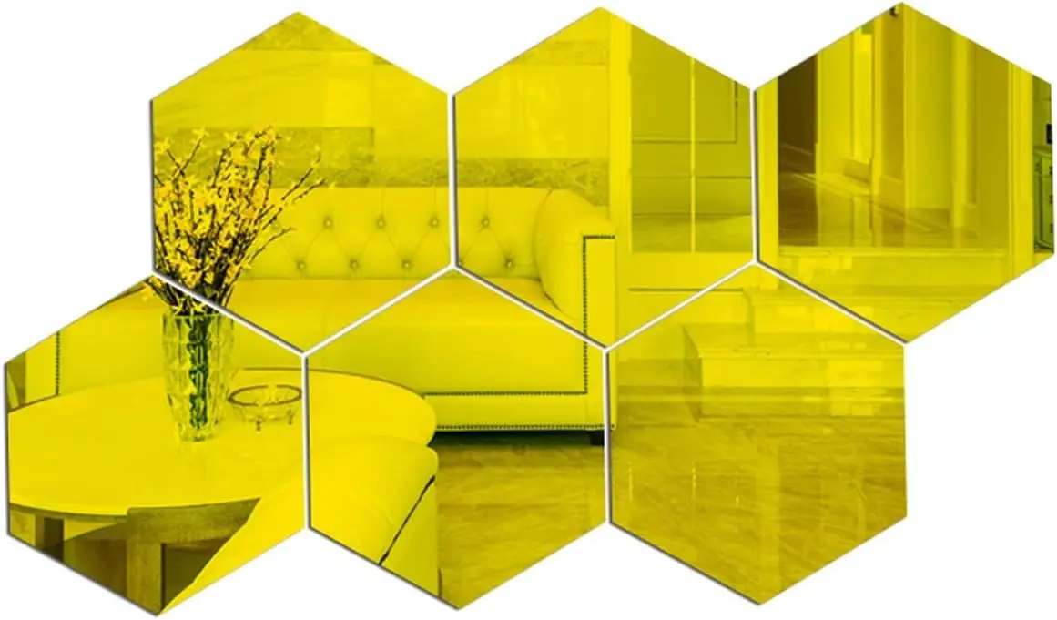 Hexagon Acrylic 3D Wall Panels Mirror Wall Sticker DIY Wall Decor Stickers Self Adhesive Tiles Aesthetic for Bedroom Living Room