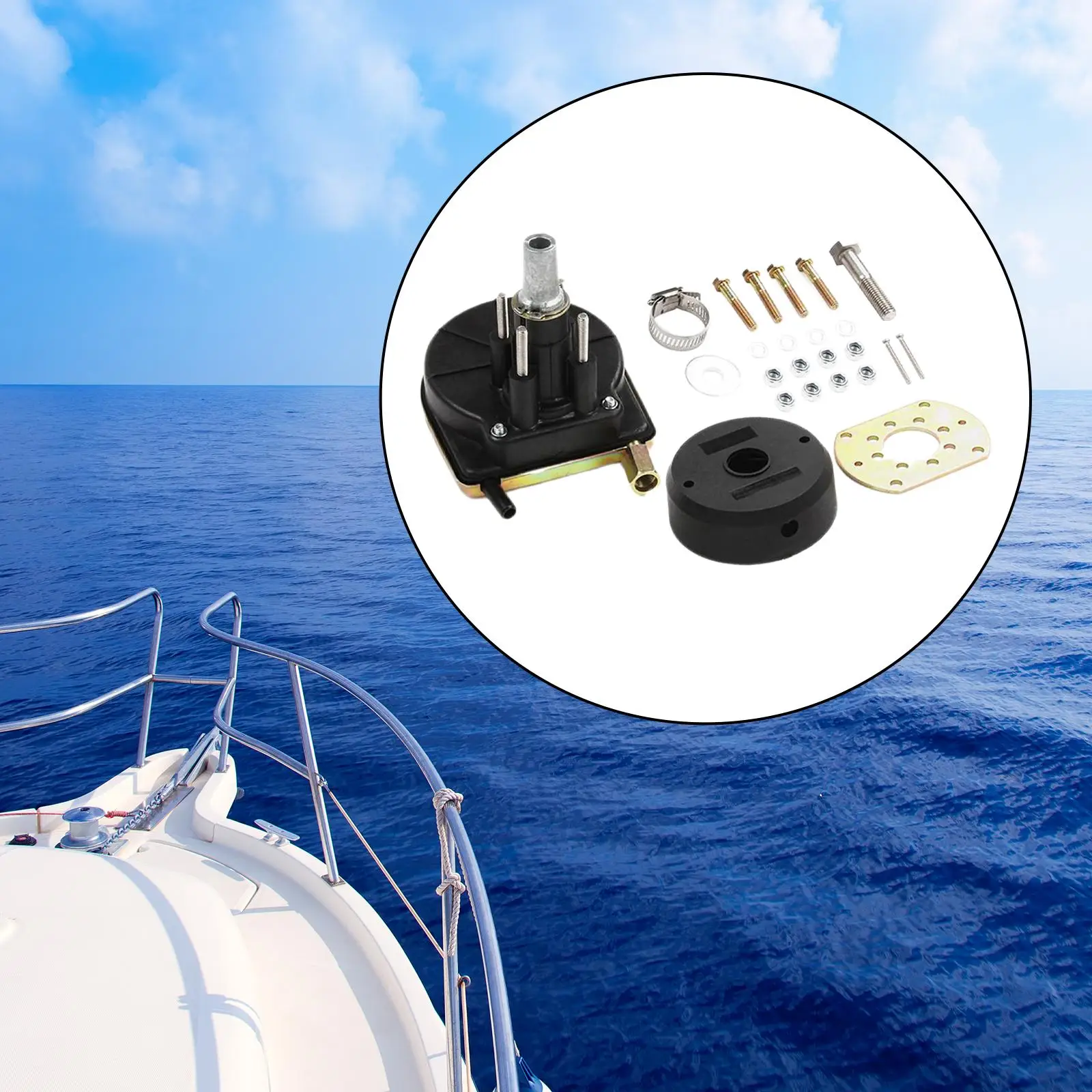 Marine Outboard Rotary Steering Helm Bezel Set Zinc Alloy Plastic Replacement Kit for Boat Helm