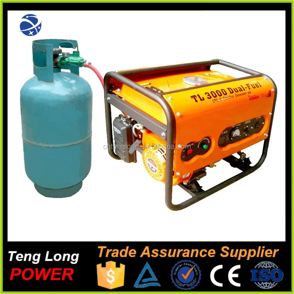 #YUNYI AC Single Phase Gasoline LPG CNG Bio Gas Generator Price With Specification 3kv generator