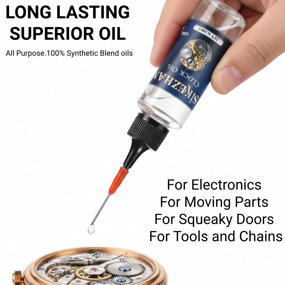Complete DIY Watch Battery Replacement Tool Kit Precision Pry Case Back Opener and Synthetic Gears Oiling Lubricant for Clocks