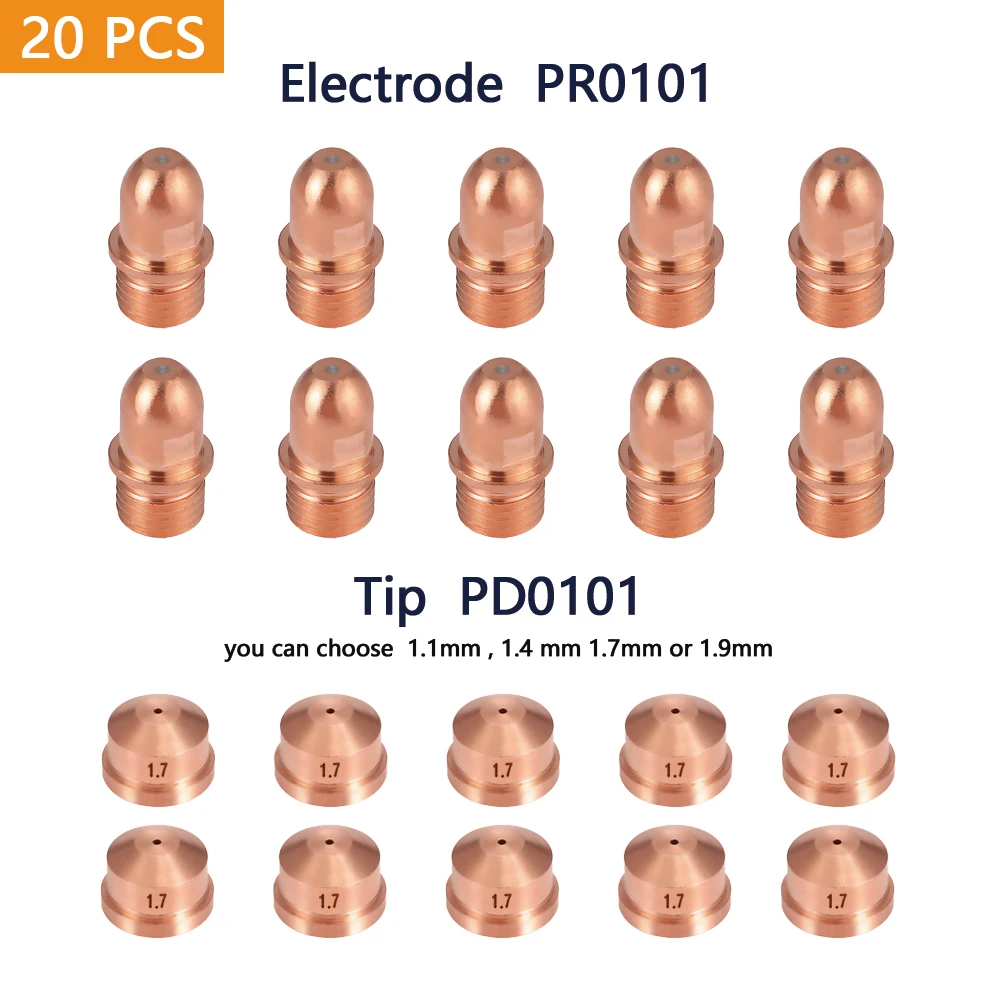 

20PCS A101/A141/P101/P141 Electrode PR0101 10Pcs and Nozzle PD0101 10Pcs Per Lot Plasma Cutting Consumables