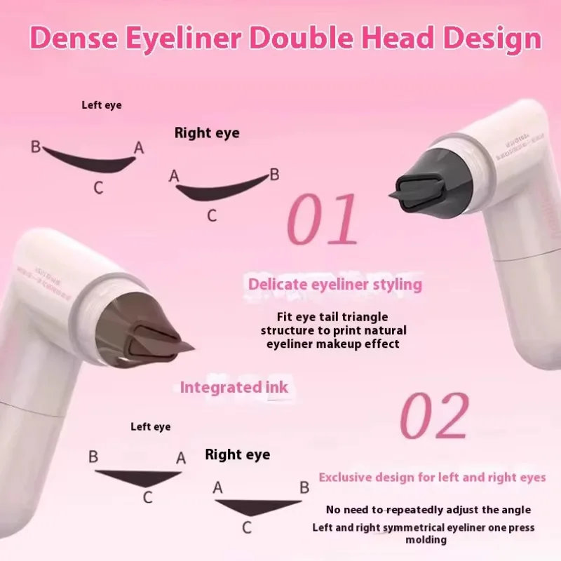 Neuer Love Eyeliner-Stempelstift, schnell trocknend, wasserdicht, Doppelkopf-Design, natürlicher, einstufiger Umriss, rotierender Doppelkopf-Eyeliner