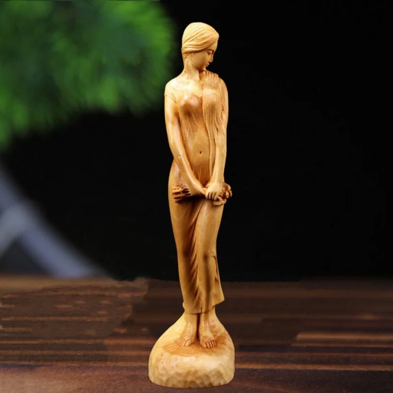 

Taihang Thuja Sutchuenensis Wood Carving Early Spring Girl Decoration National Style Beauty Solid Wood Carving Crafts Home Deskt