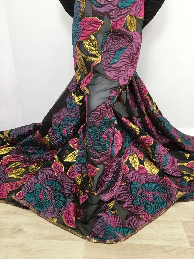 قماش الديباج للنساء ، الأورجانزا الجاكار ، قماش دمشقي أفريقي ، فساتين سهرة ، جودة عالية ، F3753 ، 5 ياردات ، #2