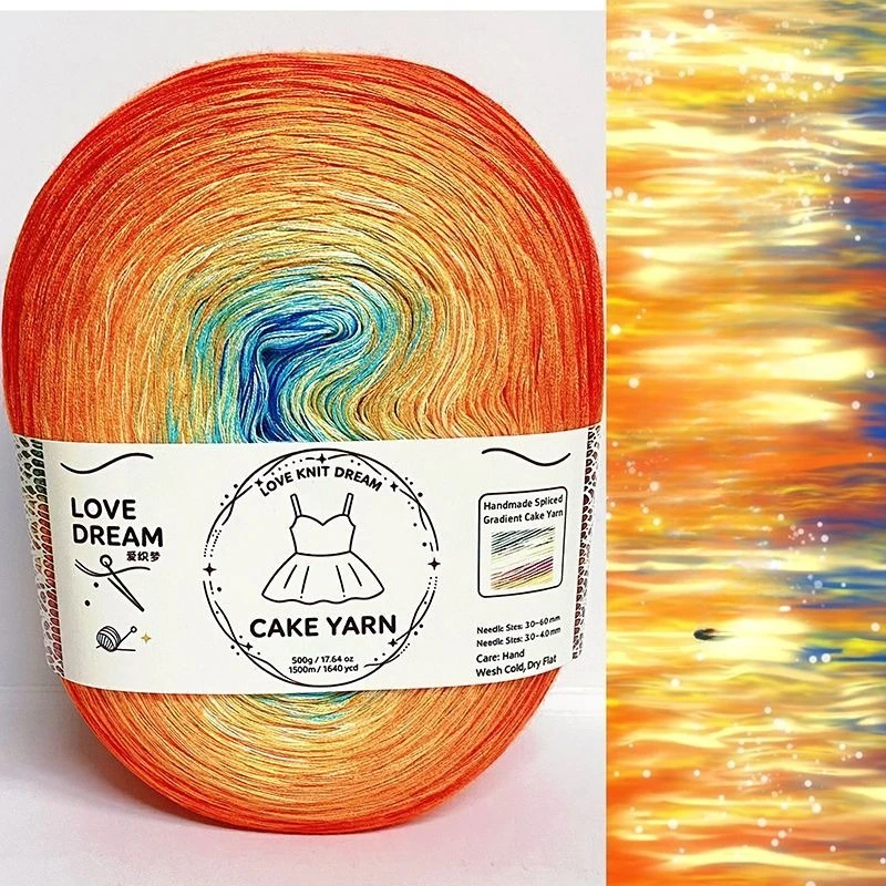 500g Gradient Cake Segment Dyeing Color Soft Skin Friendly Woolen Yarn Handmade DIY Scarf Sweater Bag Weaven Material Craft Gift