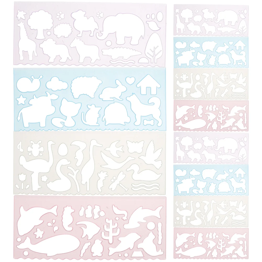 24 Pcs Stencils for Painting Animal Drawing Ruler Animals Molds Tool Tools Kids Pp Plastic Board