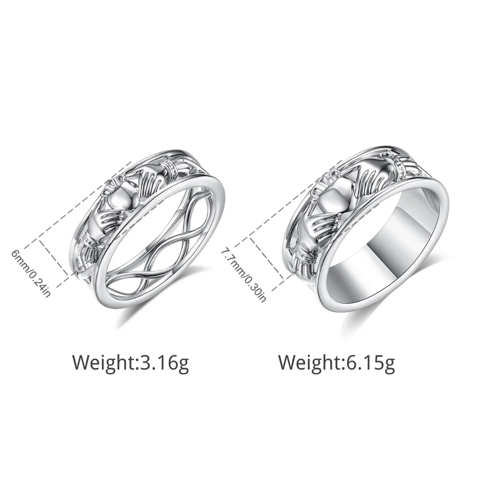 AEONSLOVE Copper Irish Claddagh Ring Celtic Knot Protection Amulet Ring Witchcraft Jewelry Spiritual Gift for Women Men