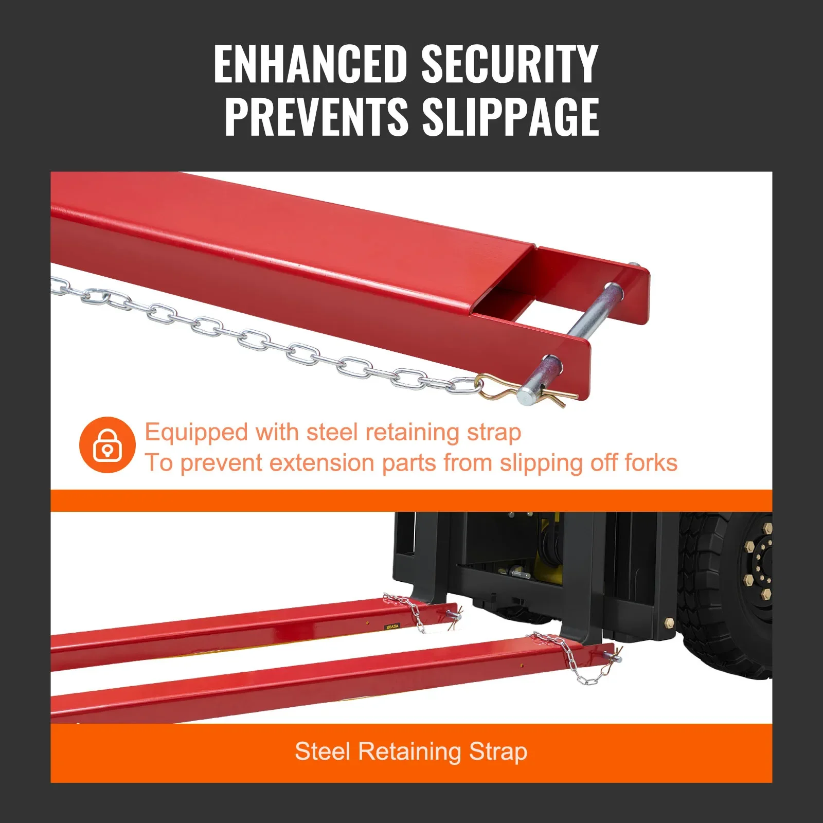 with Pins Forklift Attachments for Warehouse Cargo Handling SucceBuy1 Pair 72/82in Pallet Fork Extensions Sleeve Carbon Steel