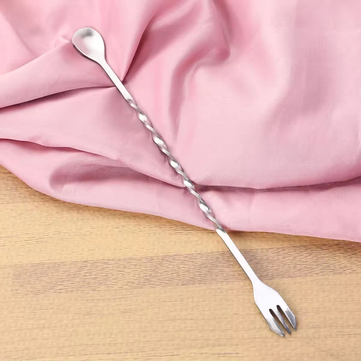 

Stainless Steel Spiral Long Handle Spoon, Cocktail Spoon, Stir Bar Tools, Muddler Swizzle Stick, Coffee, Milk, Cocktail, 2Pc