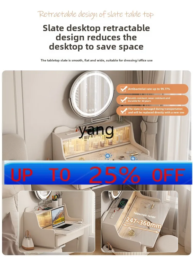 LMM small apartment bedroom bedside table desk storage integrated telescopic writing dressing table integrated
