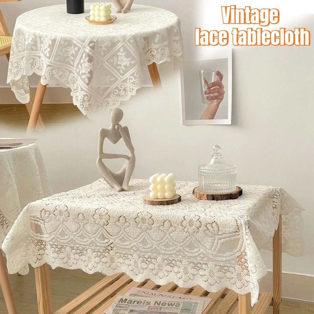 

1PC Lace Table Cloth Retro Mesh Tablecloth Rectangle Table Cover Banquet Wedding Party Home Decor Table Decoration Accessories