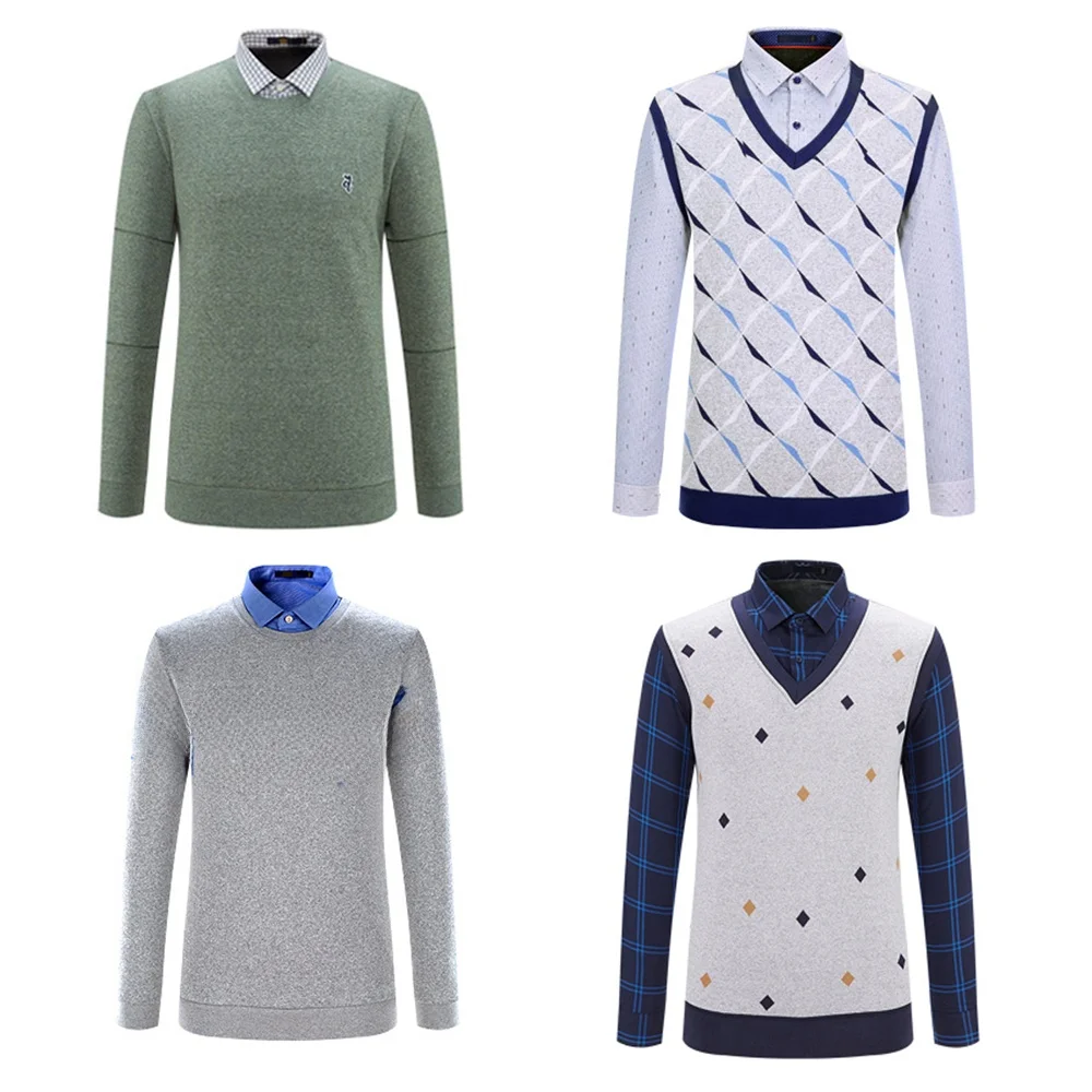 

Мужской осенне-зимний вязаный свитер Thiened Fce на подкладке, повседневный двухсекционный свитер с надписью Faion Urban Sle Long Sve