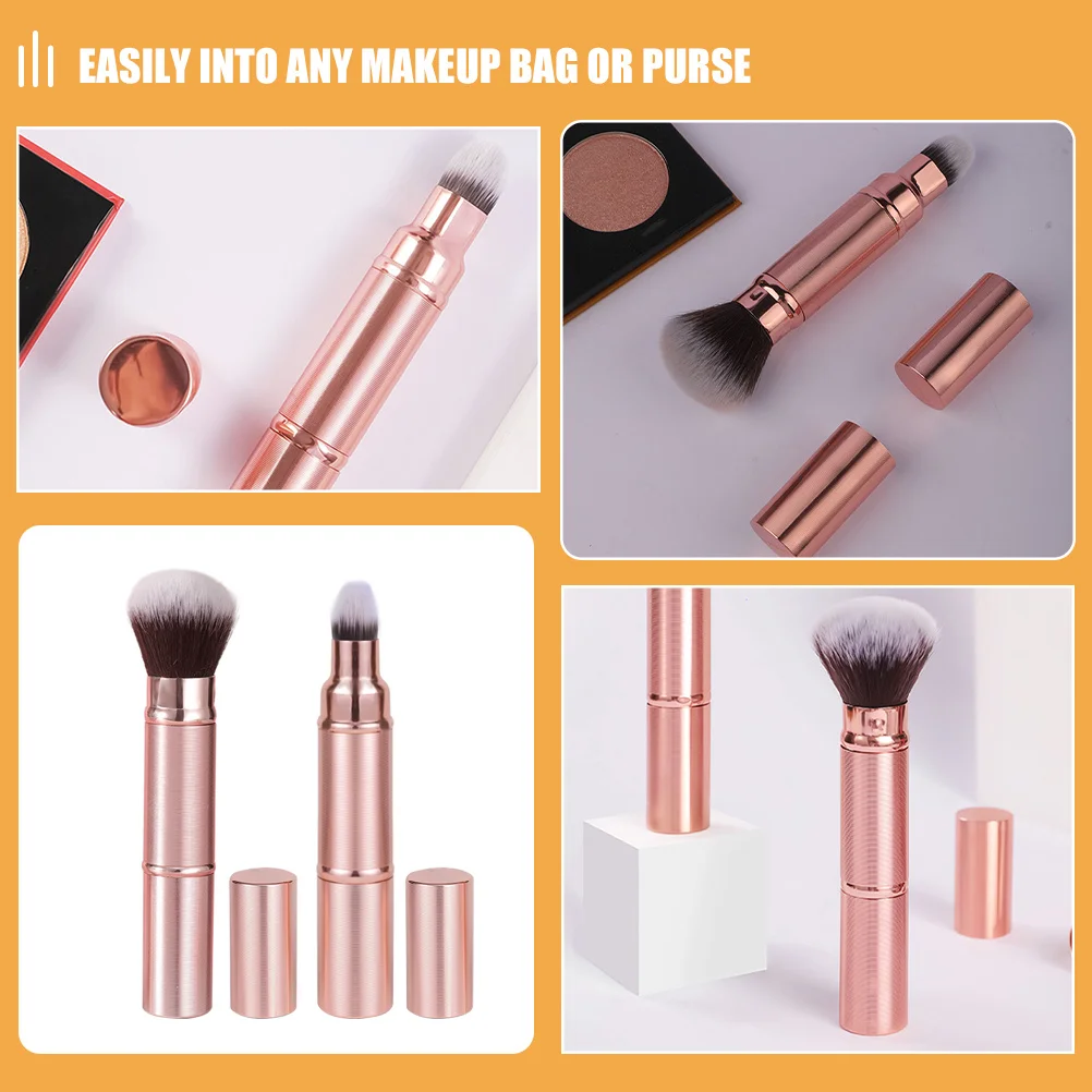2 stuks draagbare make-upborstel compact dubbelzijdig intrekbaar ontwerp voor foundation blush -up tool multifunctioneel