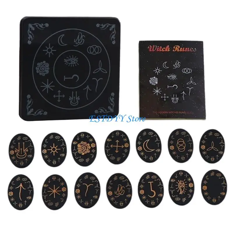 بطاقة رون G6DE للتأملات والتنبؤات بطاقة رون مصنوعة يدويًا من الخشب رمز محفور لقراءة الطالع والترفيه