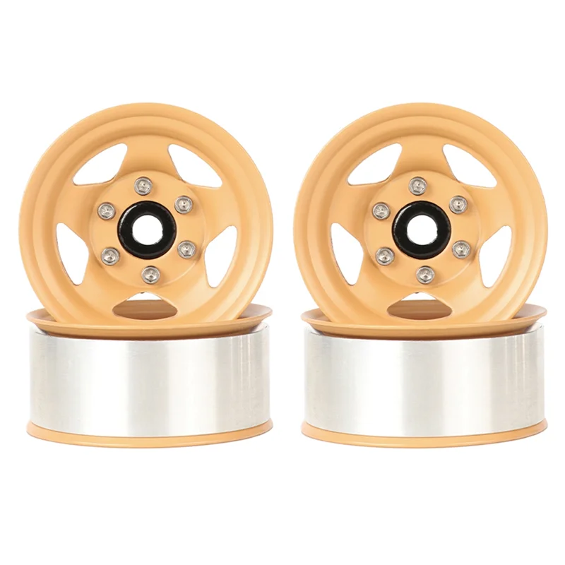 

For RC 1/10 D90 TF2 Tamiya CC01 LC70 MST 4Pcs 1.55" Metal Beadlock Wheel 5-Spoke Wheel Rim Replacement Parts