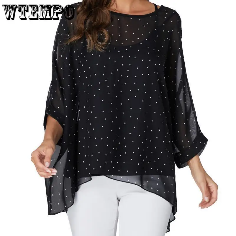 Plus Size Floral Chiffon Tunics Blouses for Women Batwing Summer Boho Shirts Beach Cover ups