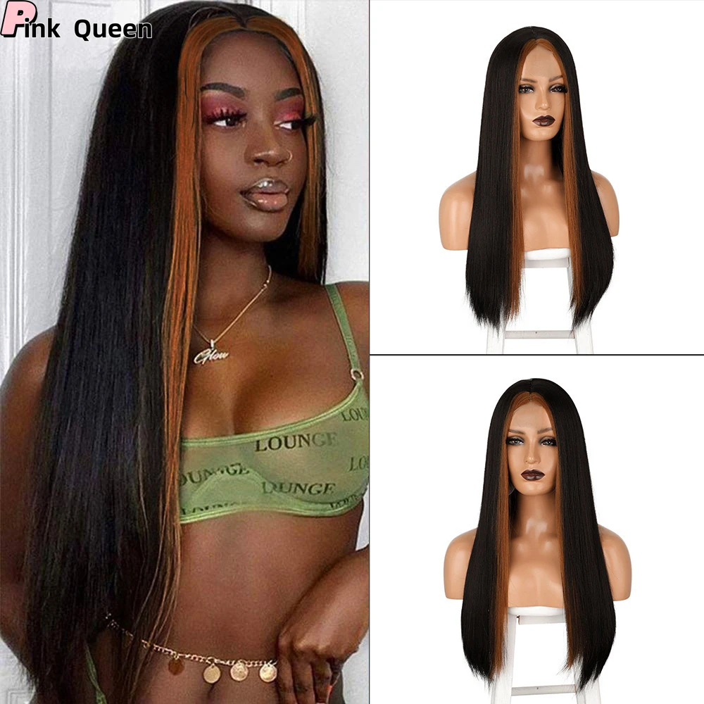 Lace Front wig for women Black gold Burgundy multi-color long straight hair cosplay synthetic lace wig high quality