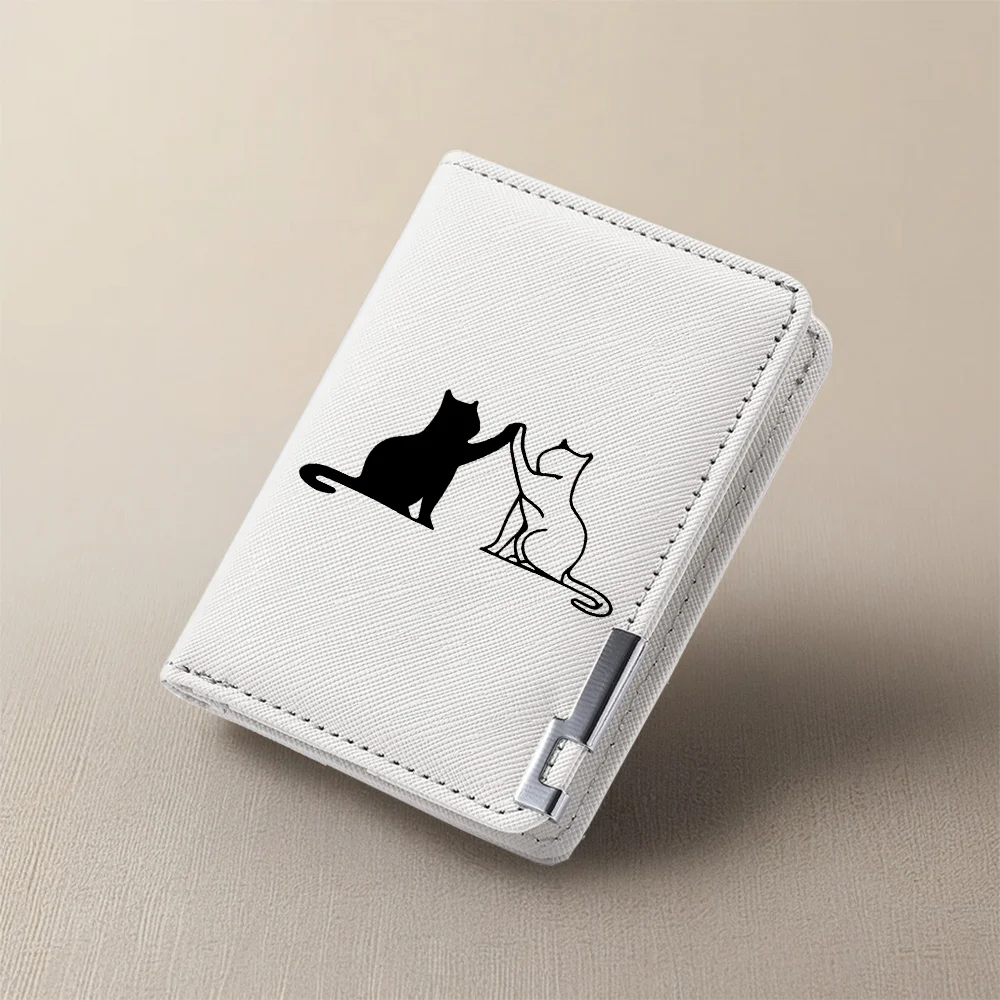 Men's Casual Business Wallet Portable Polyurethane Leather Card Holder with Metal Decorations