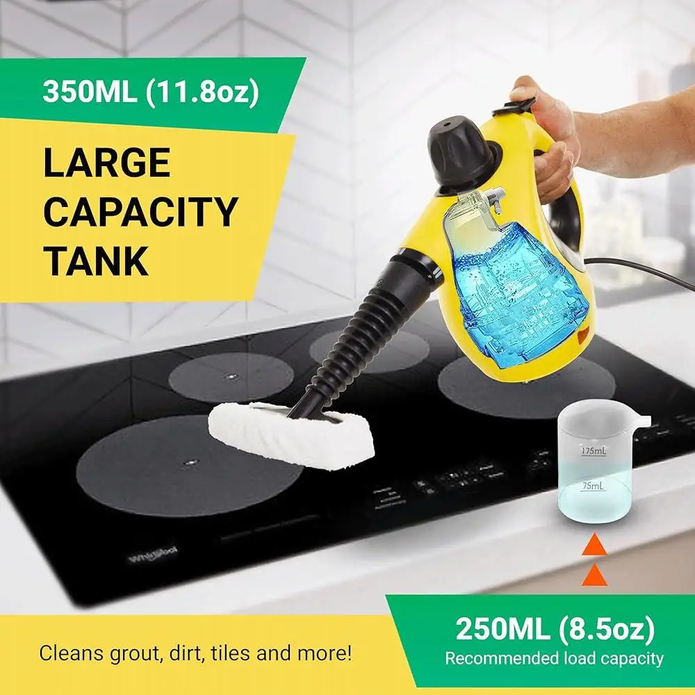 منظف بخار متعدد الأغراض مع 9 ملحقات محمولة عالية الضغط لإزالة البقع بالبخار الساخن ونوافذ تنجيد الحمام